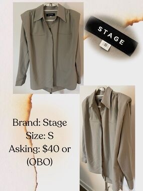 Women's Relaxed Button-Up Blouse in Sage (Size S)